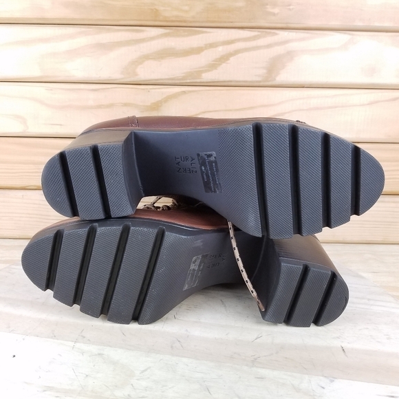 NWOB Naturalizer Varuna 11w Brown Leather Ankle Boots Heeled Lug Sole Lace Up - Picture 10 of 13